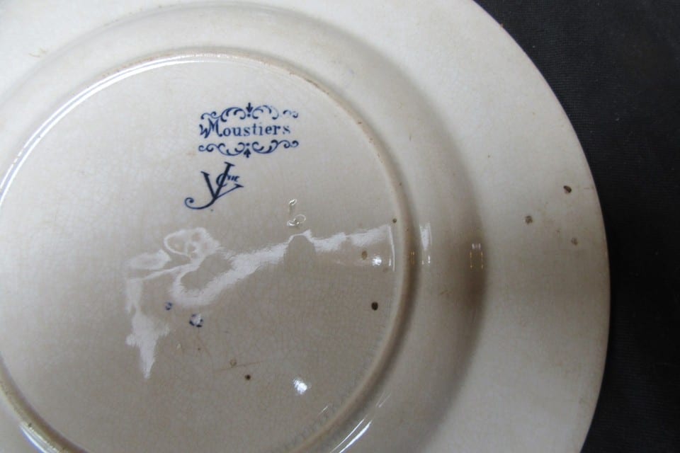 Assiette Ancienne Jules Vieillard Bordeaux JV & Cie Moustiers XIXe - 22 cm — photo 4