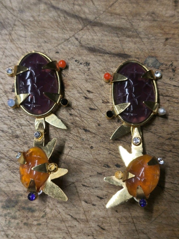 Clips d'oreilles Daum Hilton McConnico turquoises avec boîte et étui — foto 3