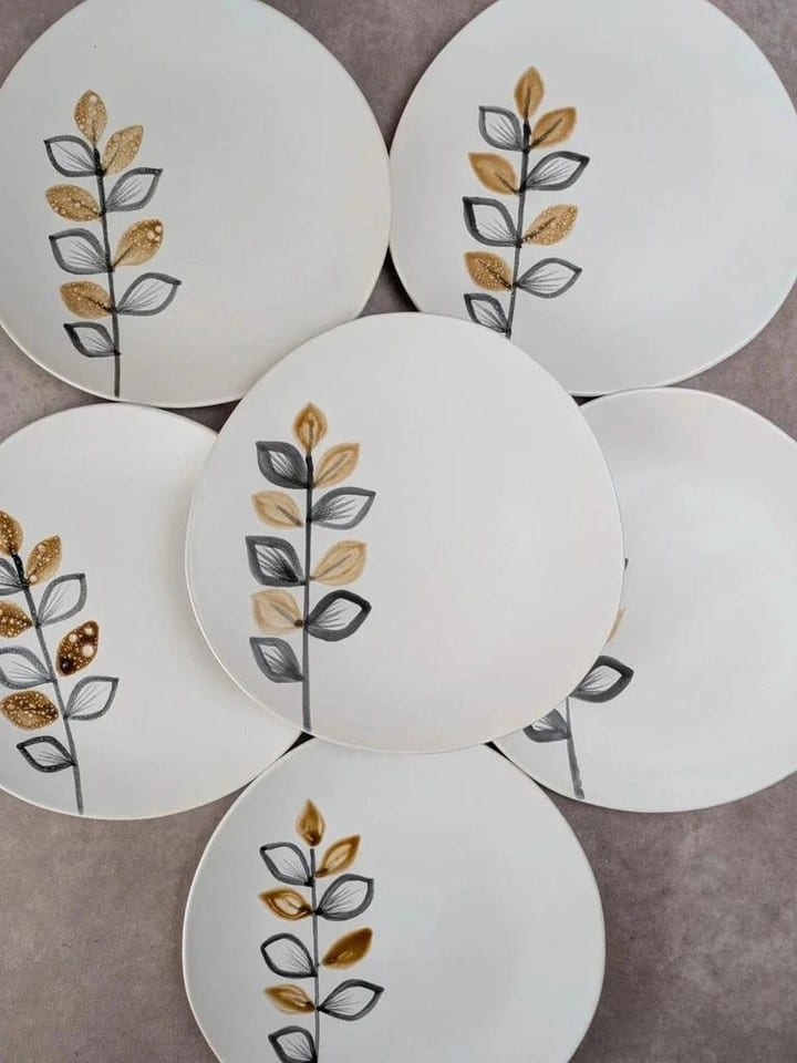 Lot de 6 assiettes plates vintage Niderviller style Capron Vallauris