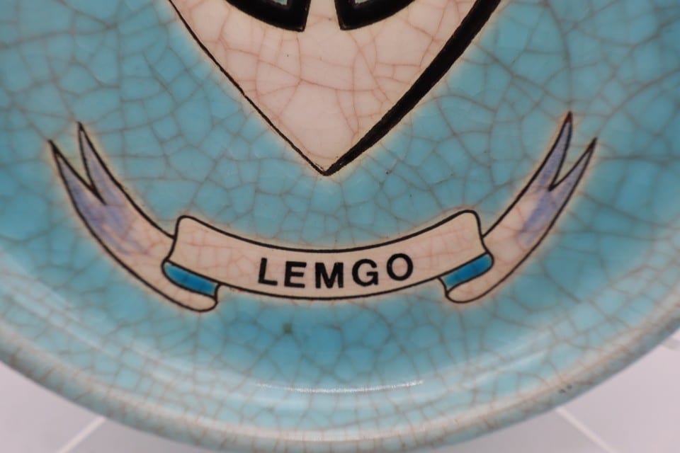 coupelle faïence émaux Longwy Récollets blason Lemgo Allemagne bleu turquoise — foto 2
