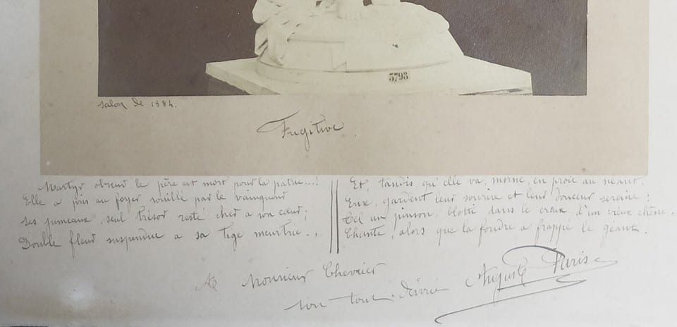 LA FUGITIVE Photographie de sculpture d'Auguste Paris signée, Salon 1884, Arras — photo 2