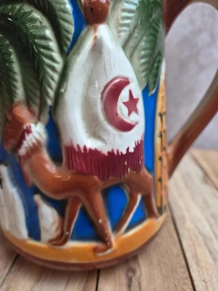 Pichet barbotine Saint-clément Chameau n°1000-4 – décor orientaliste — photo 7