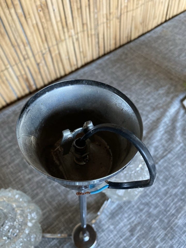 Lustre vintage 3 lumières métal chromé, 3 globes verre — Foto 8