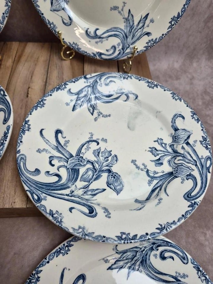 Lot de 6 assiettes terre de fer Clairefontaine – modèle Iris – fin Xixe — photo 6