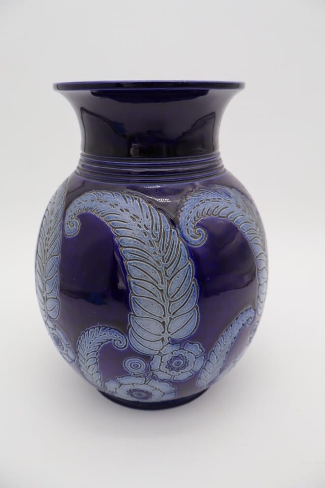 Vase en grès de Betschdorf – Bleu cobalt – Décor floral — Foto 6