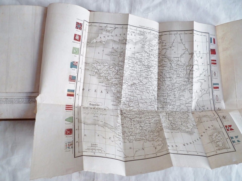 DICTIONNAIRE GEOGRAPHIQUE PORTATIF DE VOSGIEN 1834 RELIURE CUIR 8 CARTES — photo 7