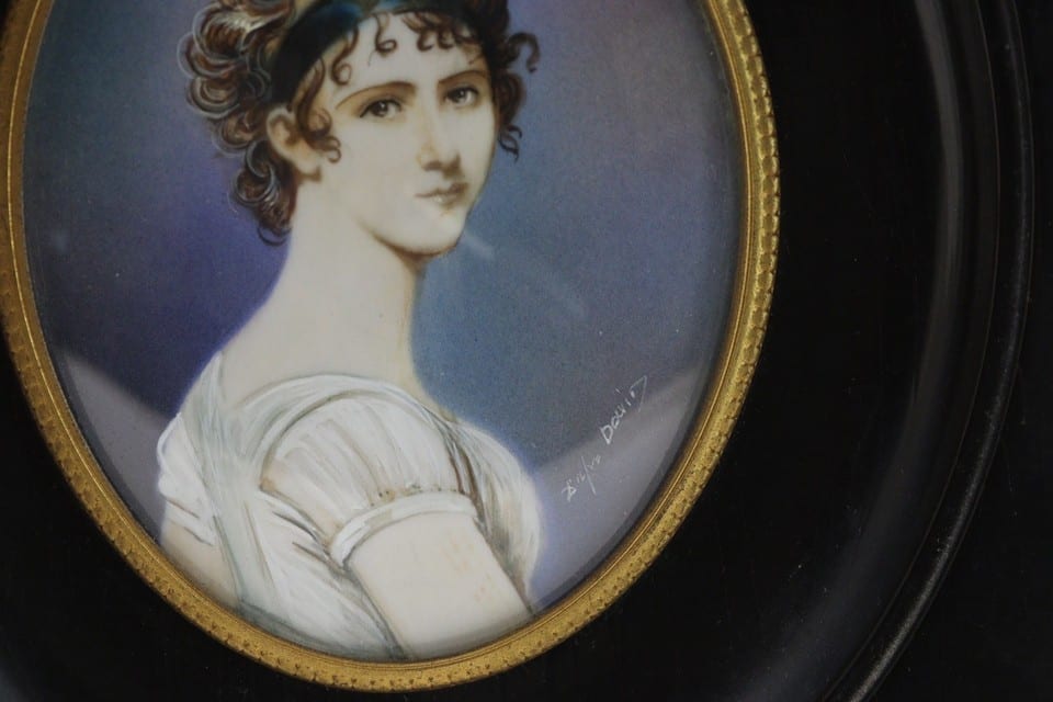 Peinture miniature XIXème portrait Mme Recamier Juliette d’après David — foto 4