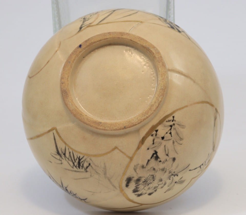 Ancien bol à thé faïence céramique japon visage samouraï Satsuma période Meiji — foto 7