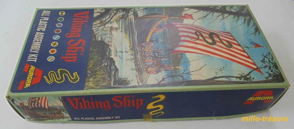 Boite d'origine VIKING Ship AURORA 70' - Assembly Kit Vintage Maquette - VIDE — foto 3