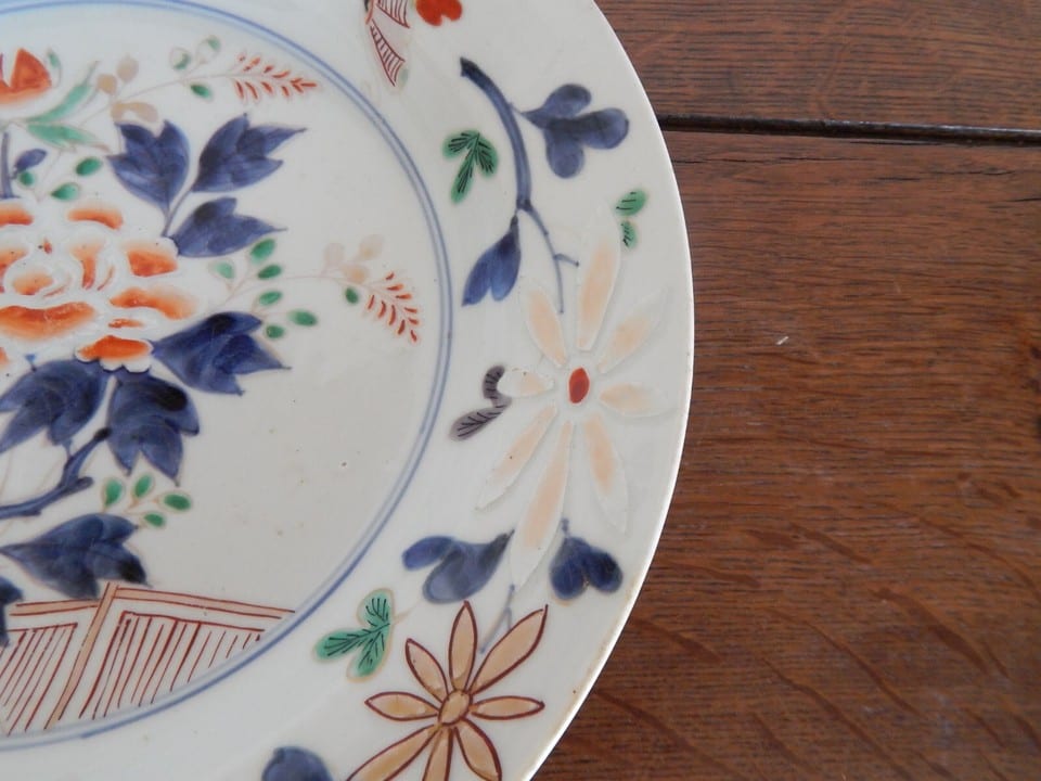 SUPERBE ANCIENNE Assiette ASIE en Porcelaine à Décor FLORAL Papillons — photo 6