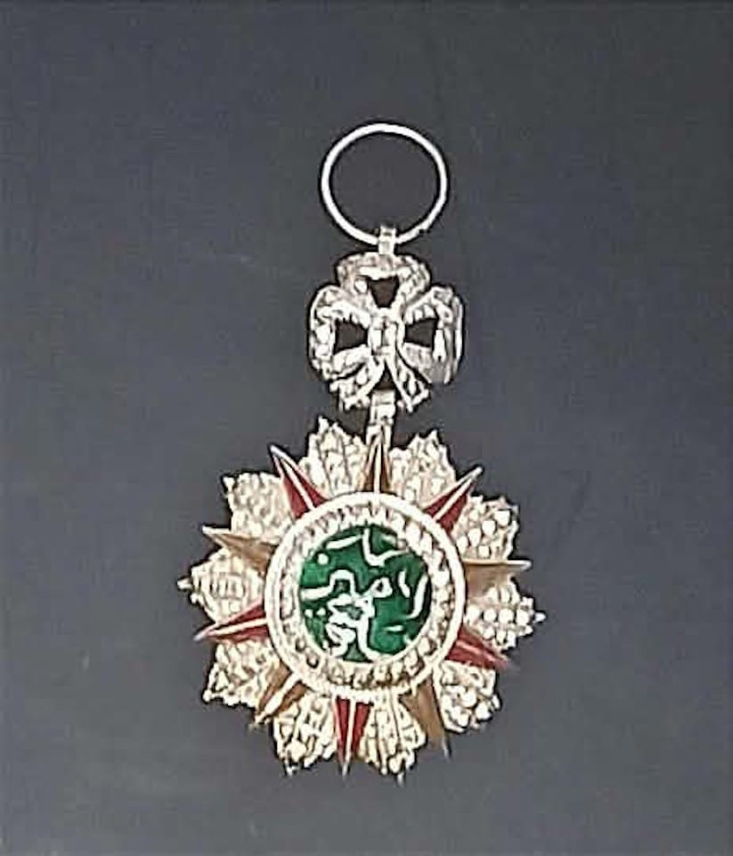 Médaille tunisienne argent massif et émail Années 191O Hauteur 7,5 cm