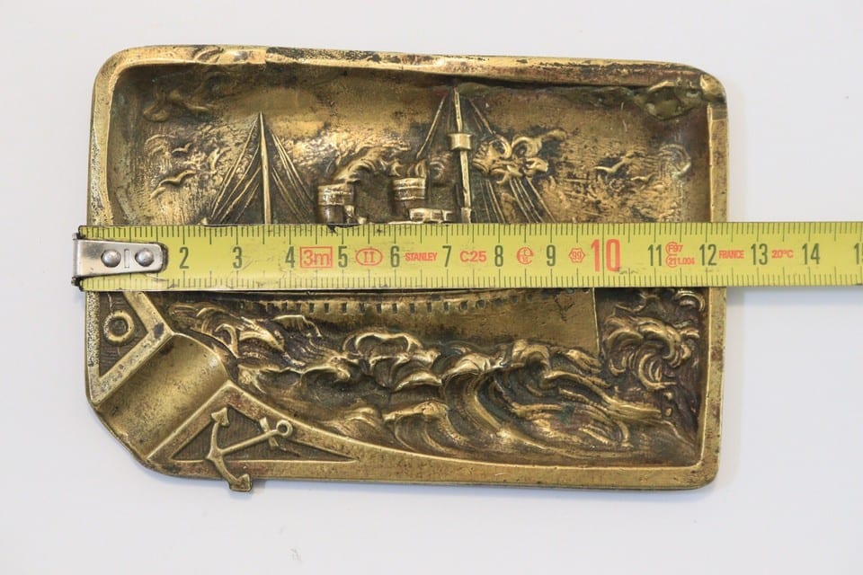 Coupelle vide poche cendrier ashtray bronze bateau vapeur tempête paquebot boat — Foto 5