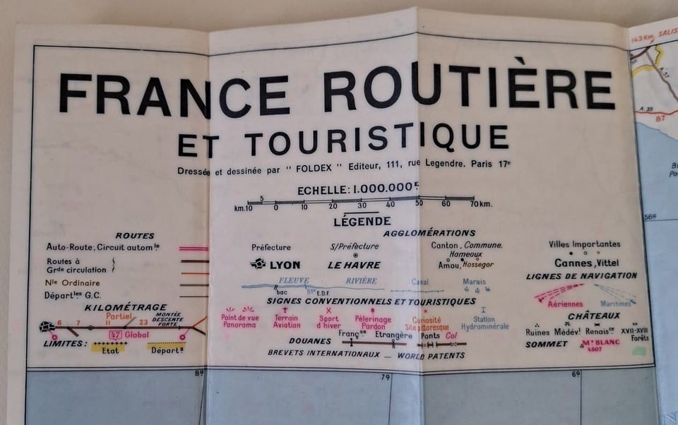 Ensemble FOLDEX Carte FRANCE routière et touristique + Table kilométrique 1960 — foto 6