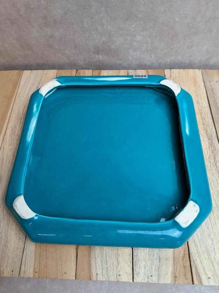 Dessous de plat vintage en céramique émaillée turquoise — photo 6