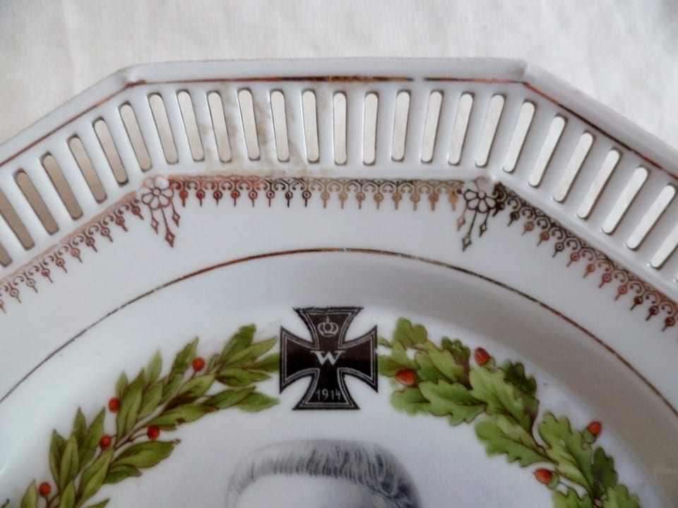 ASSIETTE ALLEMAGNE 1914/1918 WWI CROIX DE FER MARÉCHAL HINDENBURG PORCELAINE — photo 3