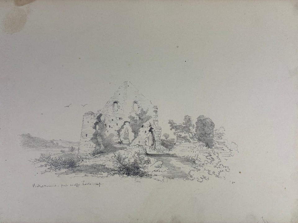 Dessin original milieu XIXe, Château de Vieille Cour, Oudon, Loire-Atlantique — photo 2