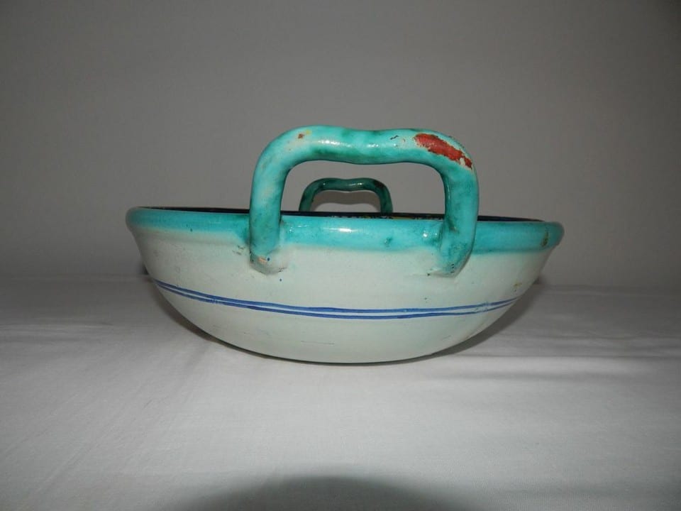 ANCIEN RARE Plat à 2 Anses Faïence Polychrome MAROC Safi Nabeul MOKHFIA GHOTA ? — photo 3