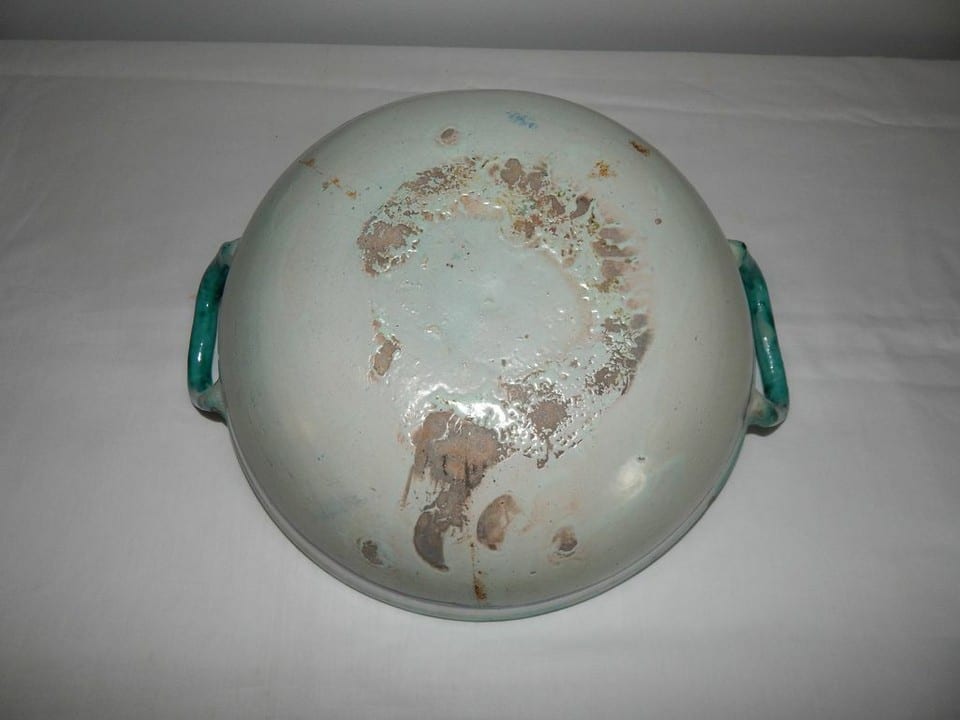 ANCIEN RARE Plat à 2 Anses Faïence Polychrome MAROC Safi Nabeul MOKHFIA GHOTA ? — photo 7