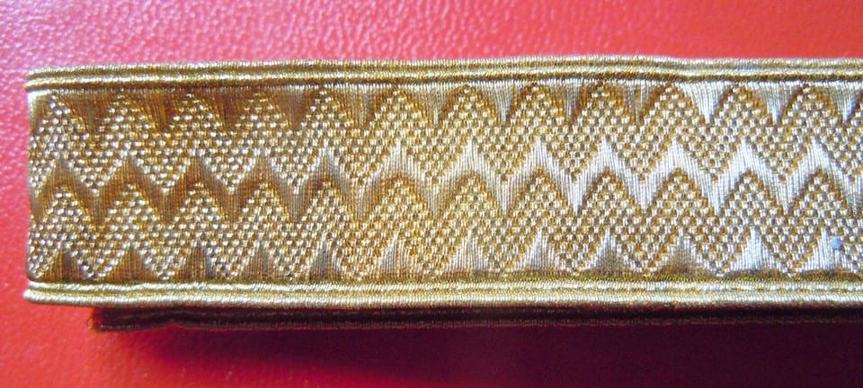 1 Mètre GALON MILITAIRE cannetille OR 18 mm SHAKO COIFFURE FRANCE ORIGINAL doré — photo 2