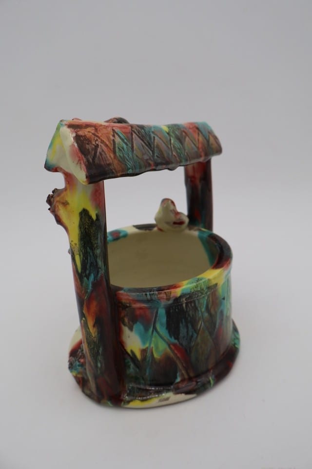 Cache-pot jardinière Vallauris en céramique polychrome décor oiseaux — photo 4