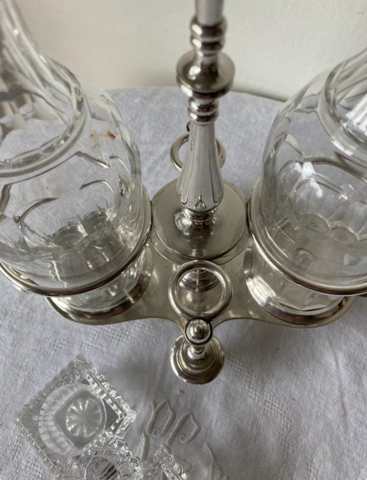 Serviteur en métal argenté et cristal, poinçons Christofle, fin XIXème — photo 3