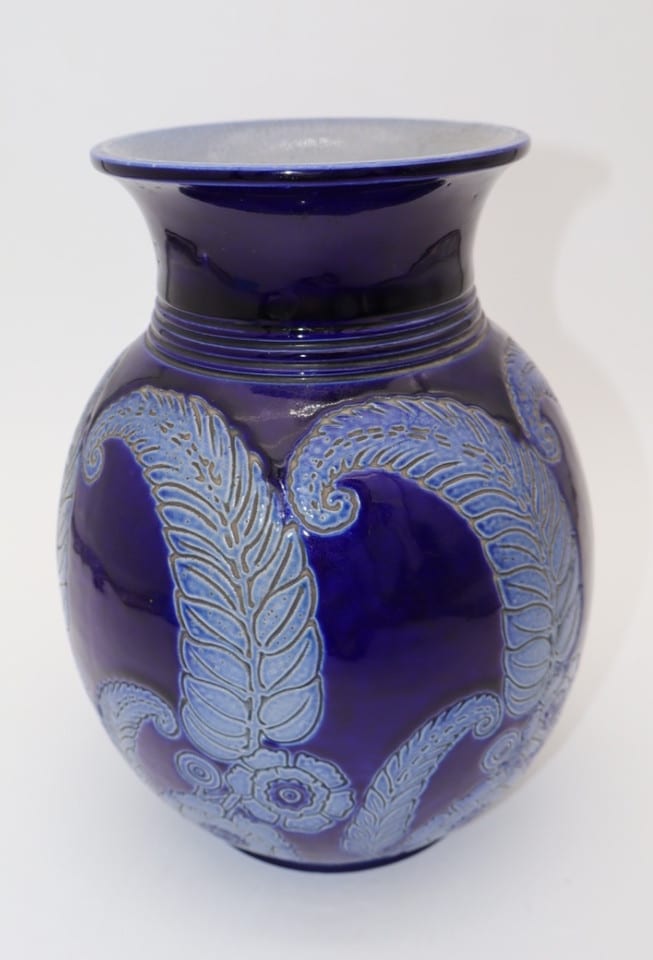 Vase en grès de Betschdorf – Bleu cobalt – Décor floral — Foto 3
