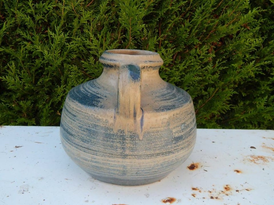 ANCIEN VASE en Grès à Deux Anses Signé GRES Des CAPUCINS SALINS France — photo 4