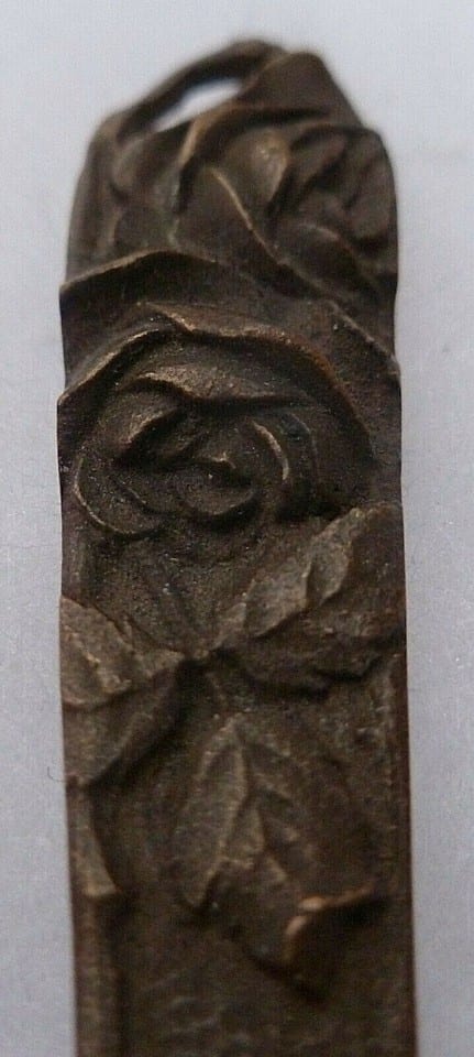 Ouvre lettre ART DECO Bronze MIGNEAUX Fleur Roses ORIGINAL France 1920-1930 — photo 5