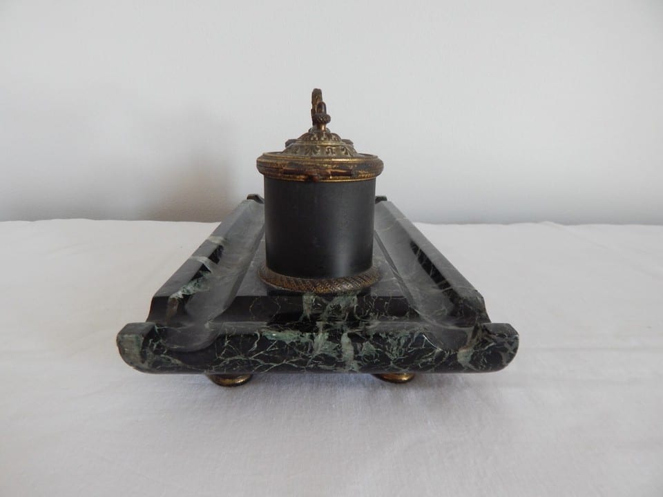 ANCIEN Grand ENCRIER en Marbre et Bronze époque Napoléon III — photo 3