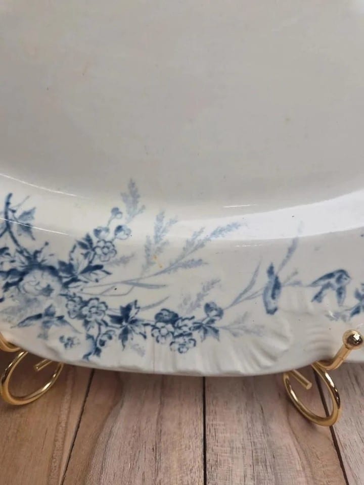 Grand plat ovale Terre de Fer Creil et Montereau Linotte – Xixe — photo 4
