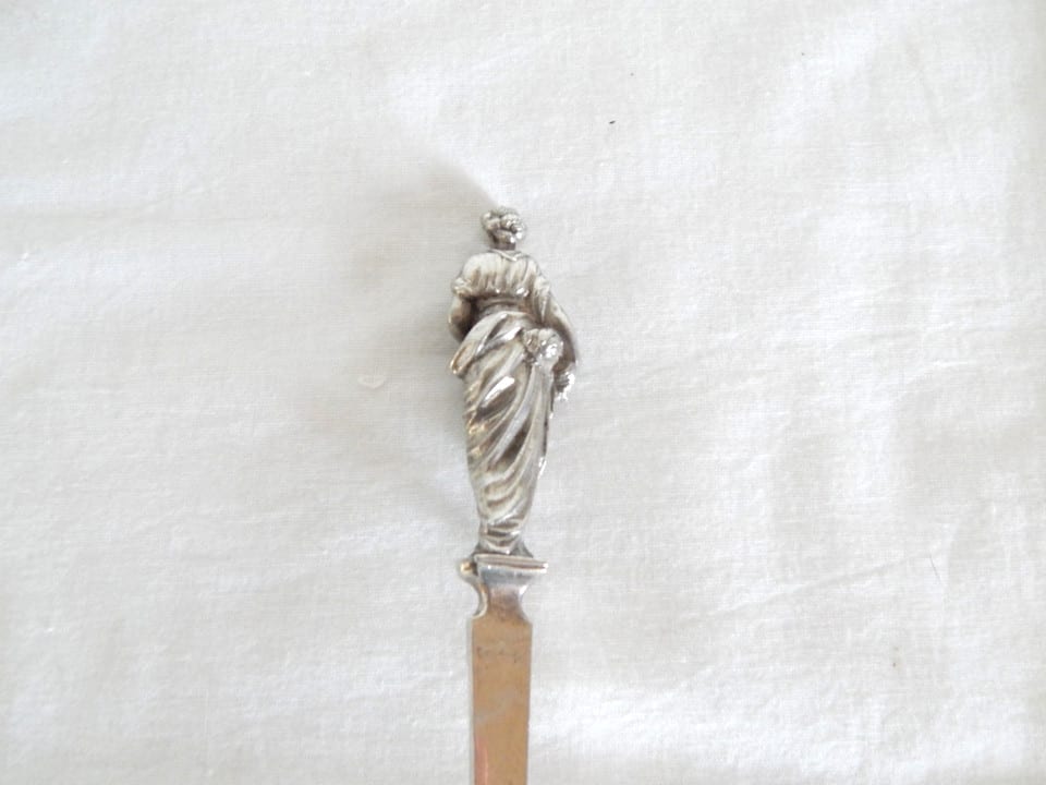SUPERBE RARE ANCIENNE Louche PUNCH crème ARGENT Décor Déesse de la MOISSON Cérès — photo 8