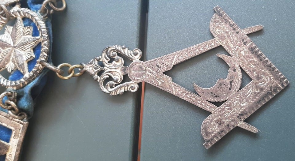 Collier Maçonnique USA ancien Franc Maçon Sautoir Chaine Bijou argent ORIGINAL — photo 8