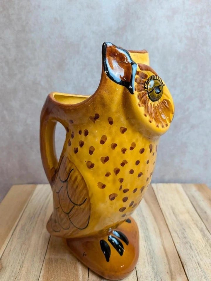 Pichet zoomorphe vintage en céramique émaillée – Chouette hibou — photo 5