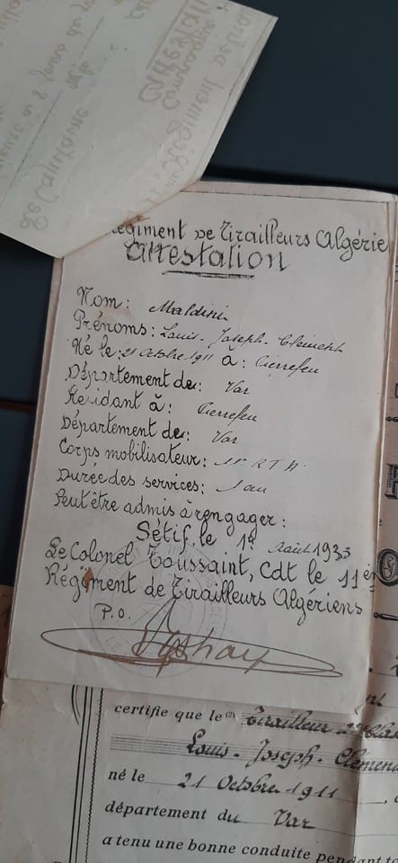 Lot Documents 1933 Soldat 11° RTA Tirailleurs Algériens Livret Militaire etc... — foto 7