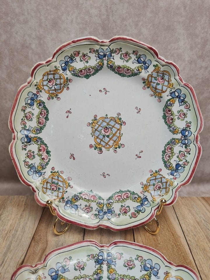 Paire d’assiettes anciennes Alfred Renoleau Angoulême signées, faïence, 21 cm — foto 2