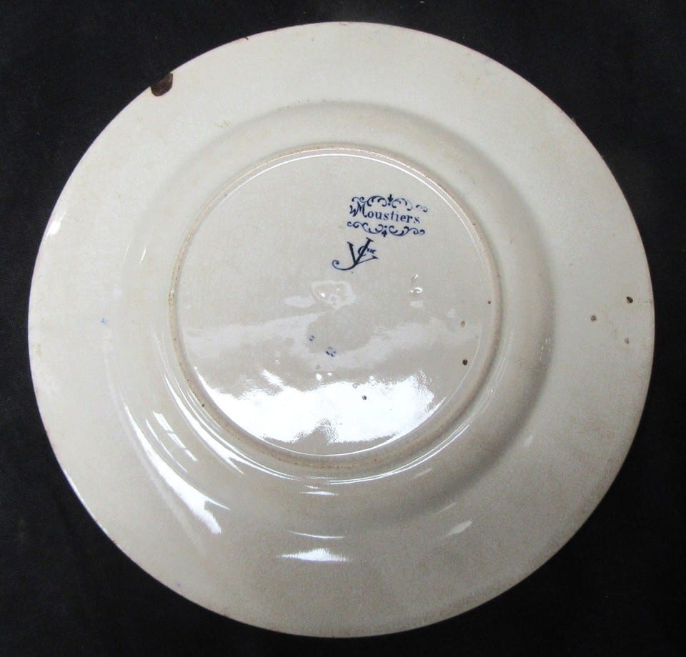 Assiette Ancienne Jules Vieillard Bordeaux JV & Cie Moustiers XIXe - 22 cm — photo 3