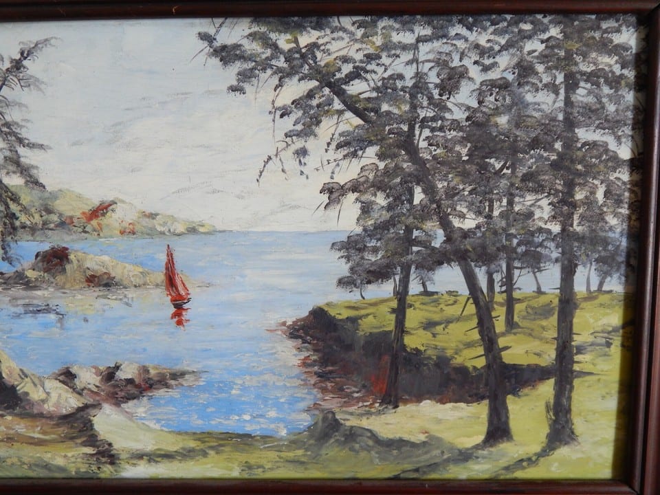 ANCIEN TABLEAU Huile sur Panneau "  Marine Paysage Mer Bateau " Signé P.ARNAUD — photo 3