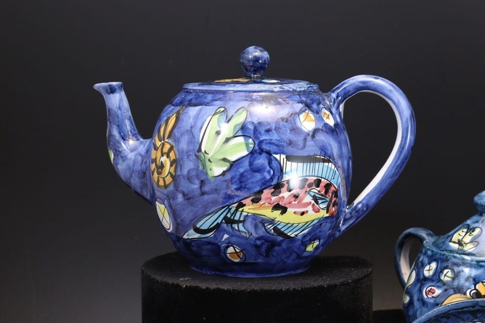 Service à café céramique de Marinis Vietri Italie Italy Italian ceramic poisson — Foto 5