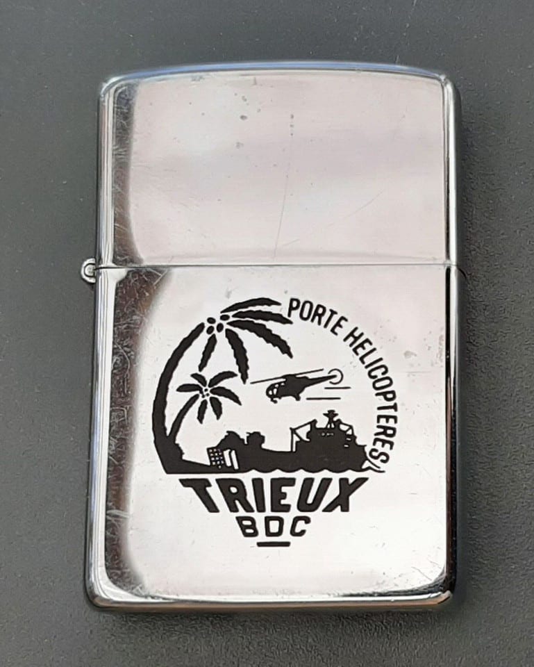1987 BRIQUET ZIPPO BDC TRIEUX CEP Mururoa Tahiti Porte Hélicoptères ORIGINAL