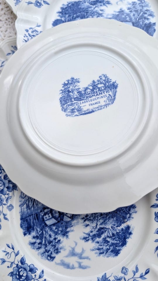 Six assiettes plates Sarreguemines modèle Romantic - style campagne chic — photo 3