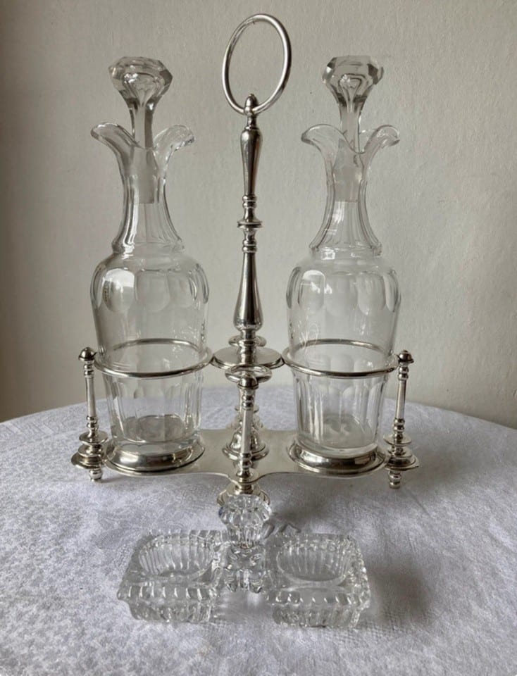 Serviteur en métal argenté et cristal, poinçons Christofle, fin XIXème — photo 2