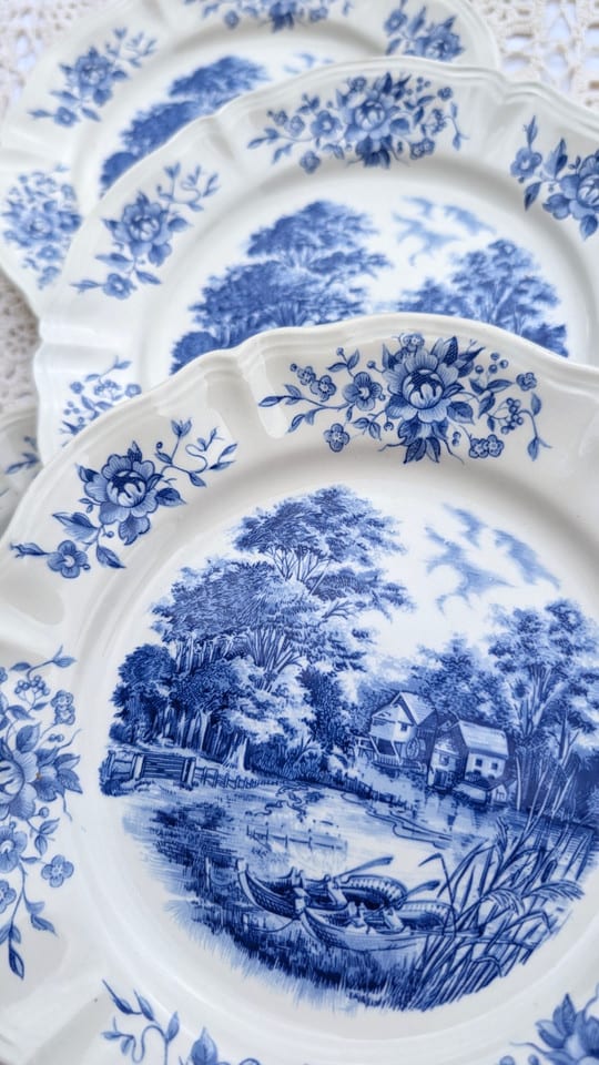 Six assiettes plates Sarreguemines modèle Romantic - style campagne chic — photo 2