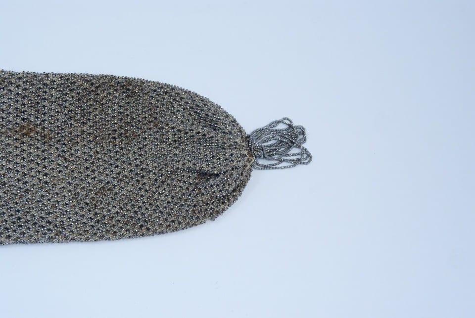 Bourse porte louis aumonière perle métalique XIX Napoleon III antique purse 19th — Foto 3
