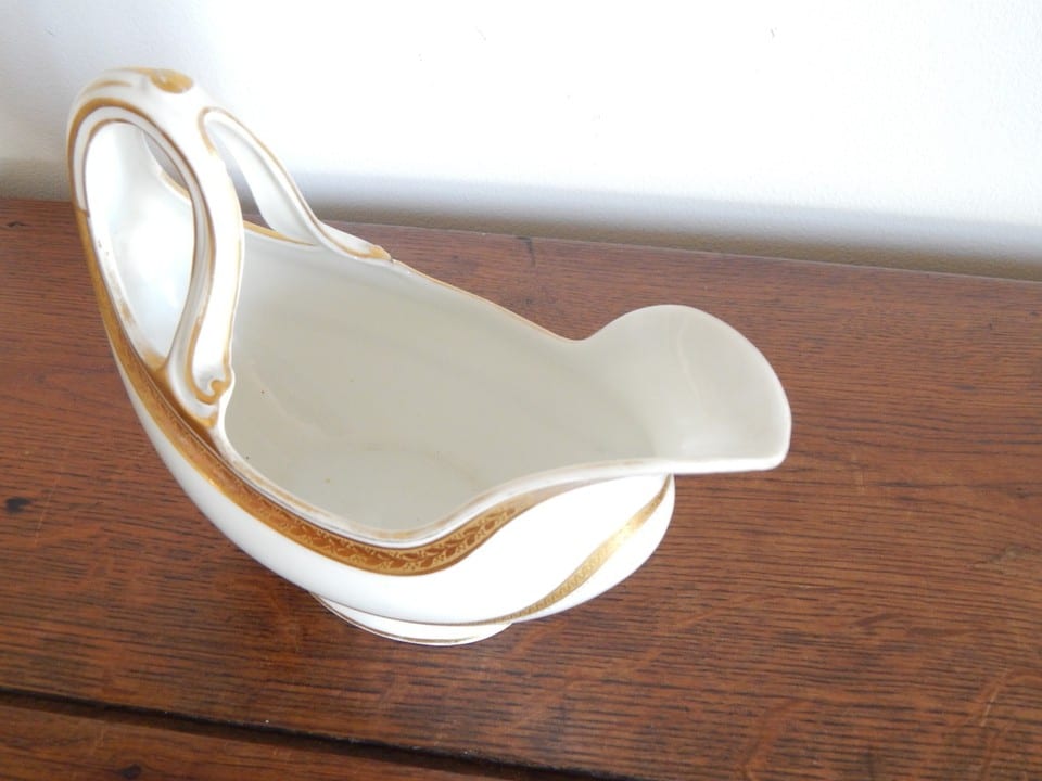 ANCIENNE Saucière Casque PORCELAINE Limoges L. Bernardaud & Cie Liseré Doré — photo 8