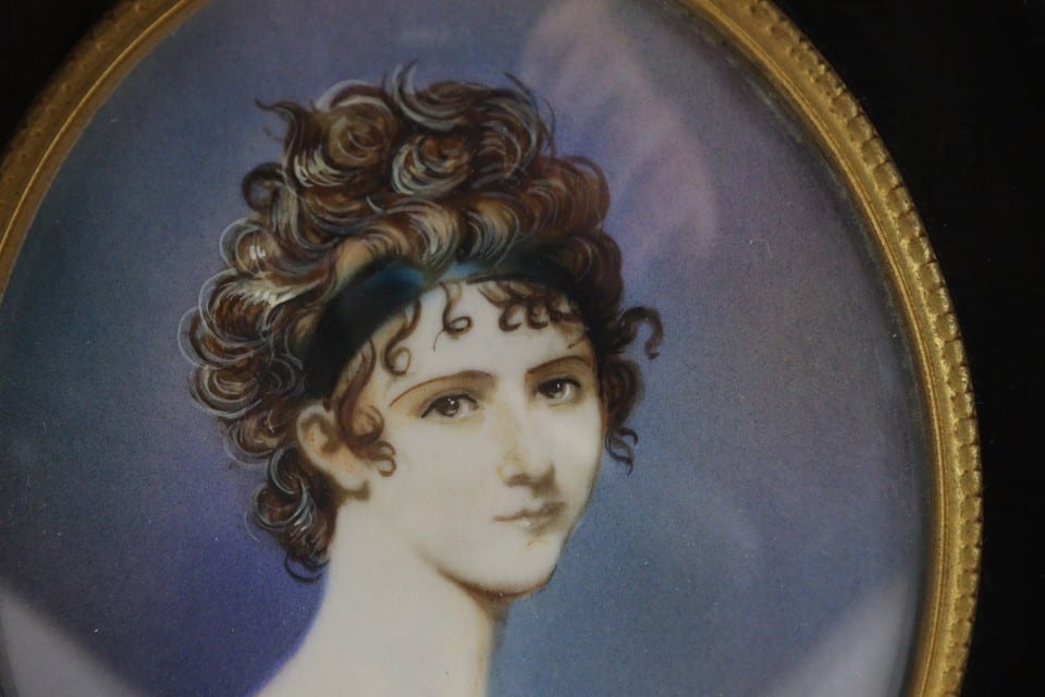 Peinture miniature XIXème portrait Mme Recamier Juliette d’après David — foto 5