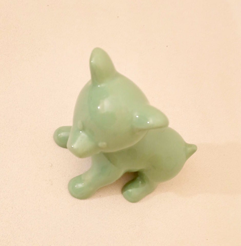 Ourson céramique Années 60 vert 60 Hauteur 14,5 cm — photo 3