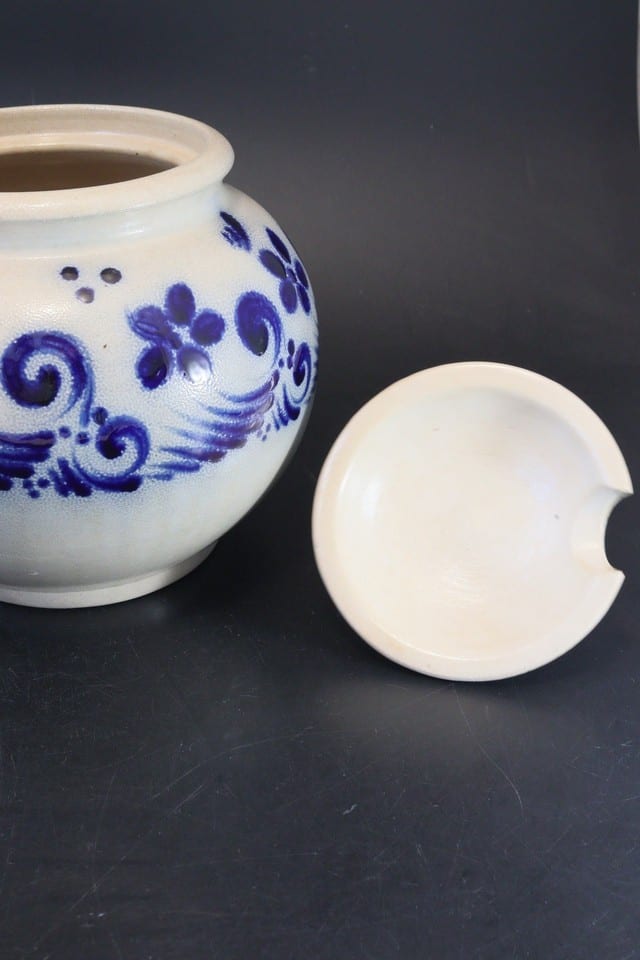 Soupière/pot couvert grès Reinhold Merkelbach Grenzhausen Westerwald bleu cobalt — photo 6