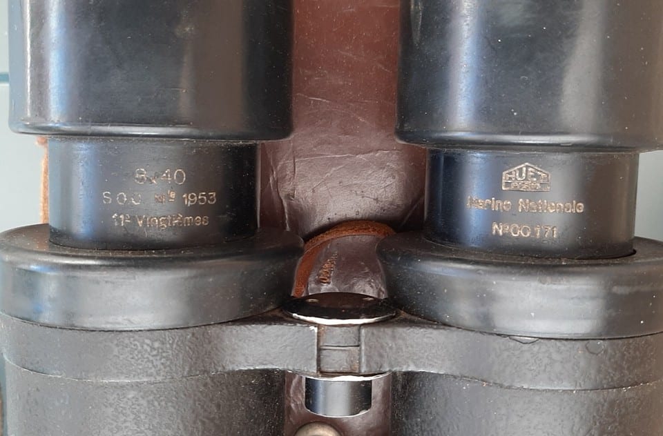 BINO SGO HUET rare M.1953 8X40 JUMELLES MARINE NATIONALE NAVY BINOCULAR ORIGINAL — photo 2