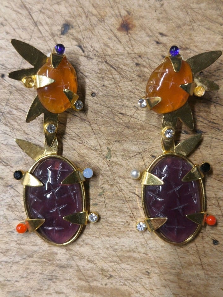 Clips d'oreilles Daum Hilton McConnico turquoises avec boîte et étui — foto 4
