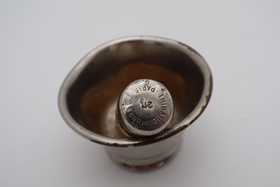 Ancien nécessaire de rasage GIBBS – Bol à barbe et blaireau en métal — photo 7